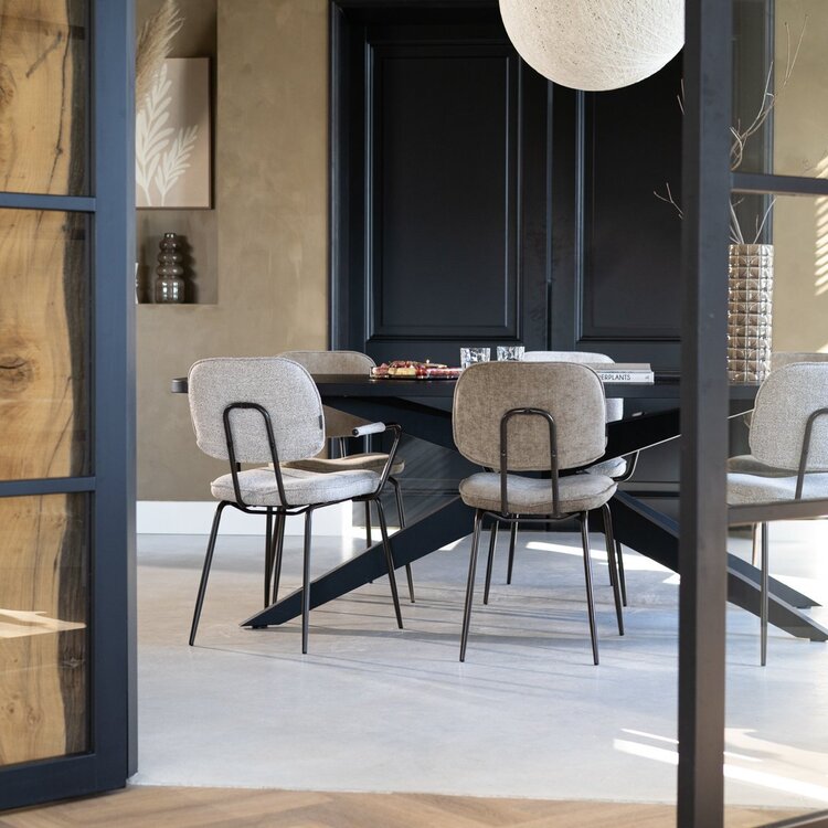 Chaise de salle à manger en velours Jethro marron