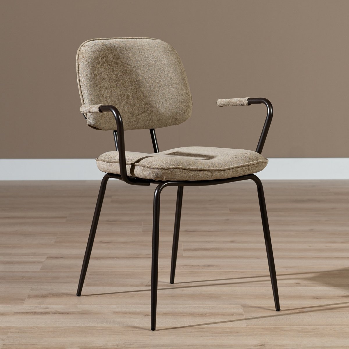 Chaise de salle à manger en velours Jethro taupe