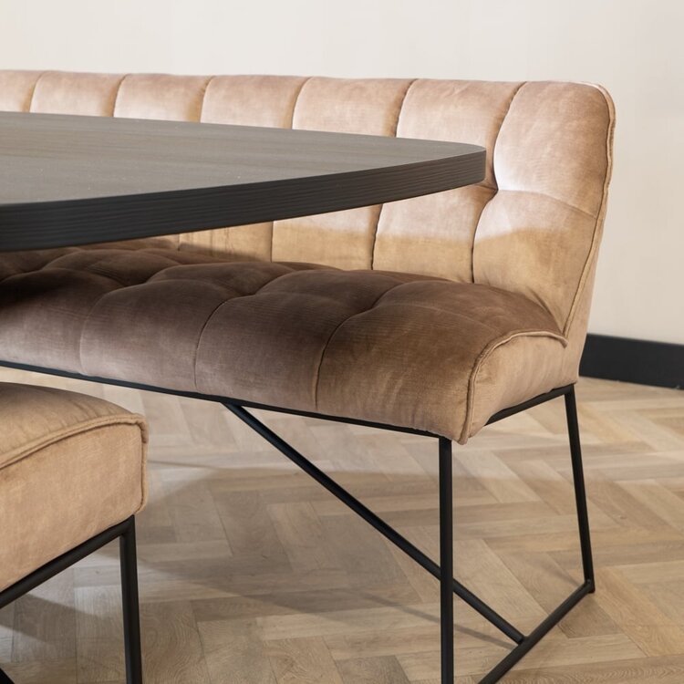 Banc de salle à manger en velours Janna taupe 220 cm
