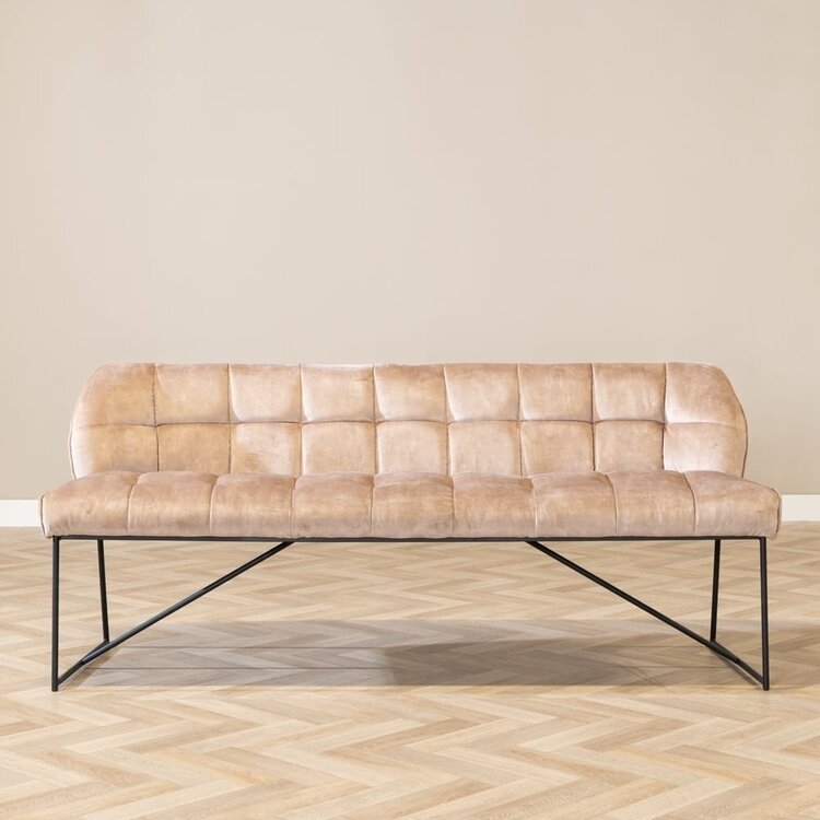 Banc de salle à manger en velours Janna taupe 220 cm