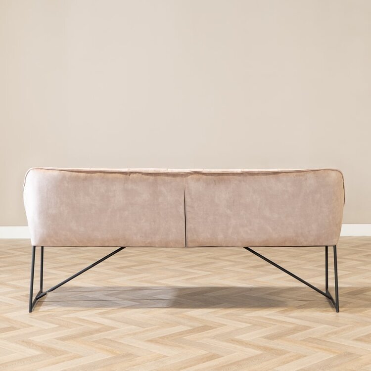 Banc de salle à manger en velours Janna taupe 220 cm