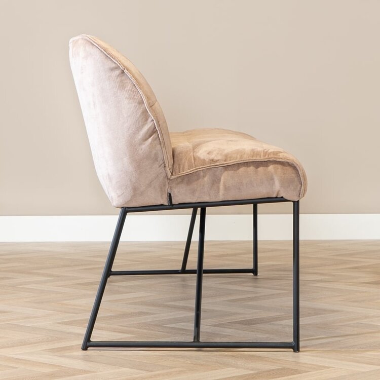 Banc de salle à manger en velours Janna taupe 220 cm