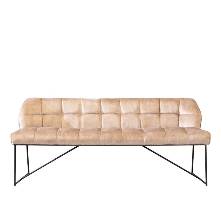 Banc de salle à manger en velours Janna taupe 220 cm