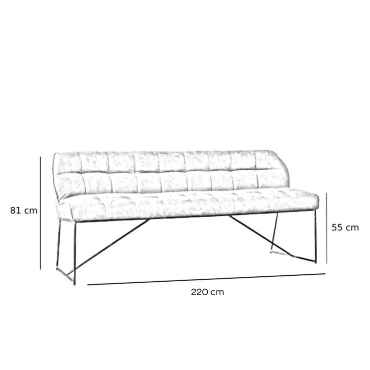 Banc de salle à manger en velours Janna taupe 220 cm