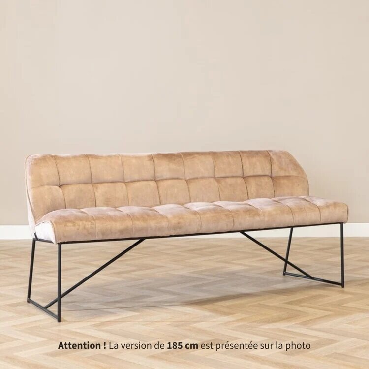 Banc de salle à manger en velours Janna taupe 220 cm