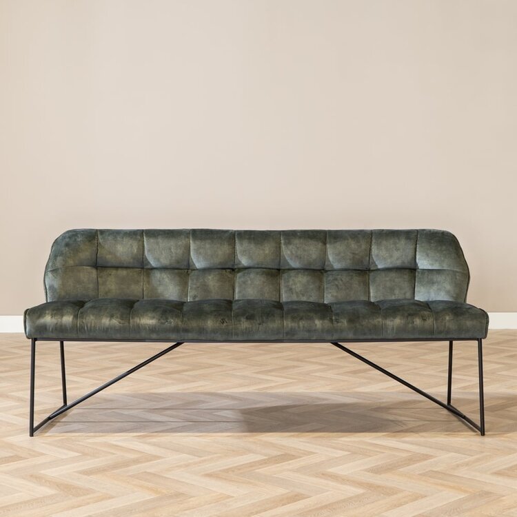 Banc de salle à manger en velours Janna vert 220 cm