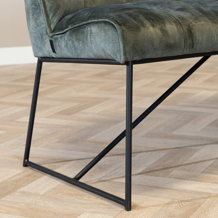Banc de salle à manger en velours Janna vert 220 cm