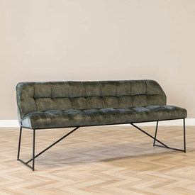 Banc de salle à manger en velours Janna vert 220 cm