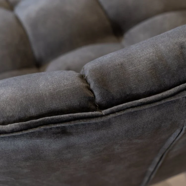 Banc de salle à manger en velours Janna anthracite 220 cm