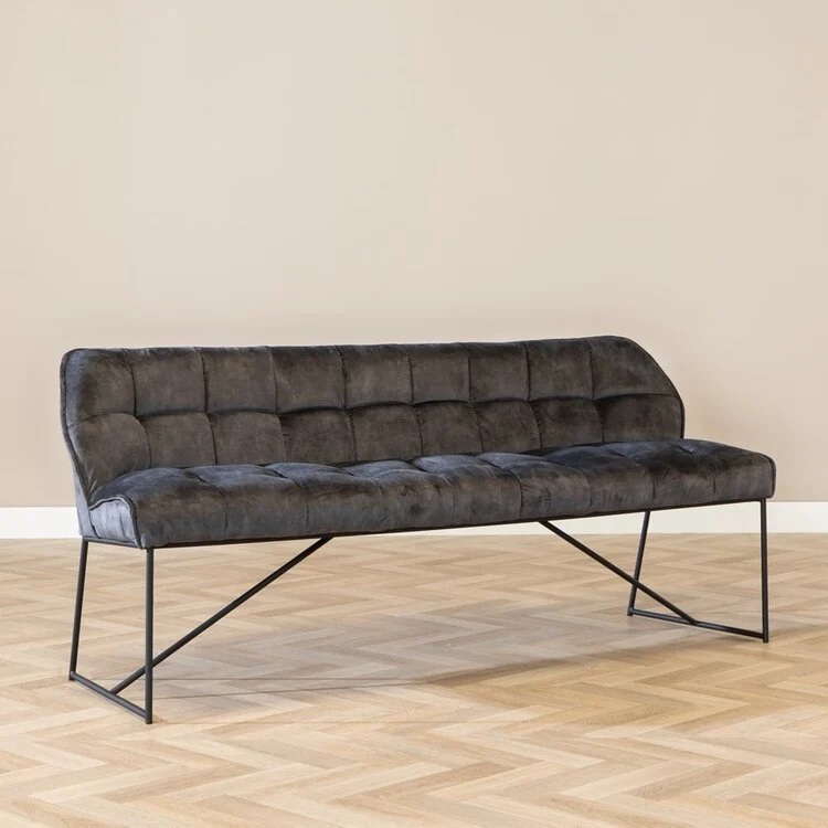 Banc de salle à manger en velours Janna anthracite 220 cm