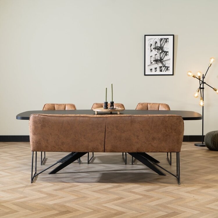 Banc de salle à manger Abel en microfibre cognac 220 cm