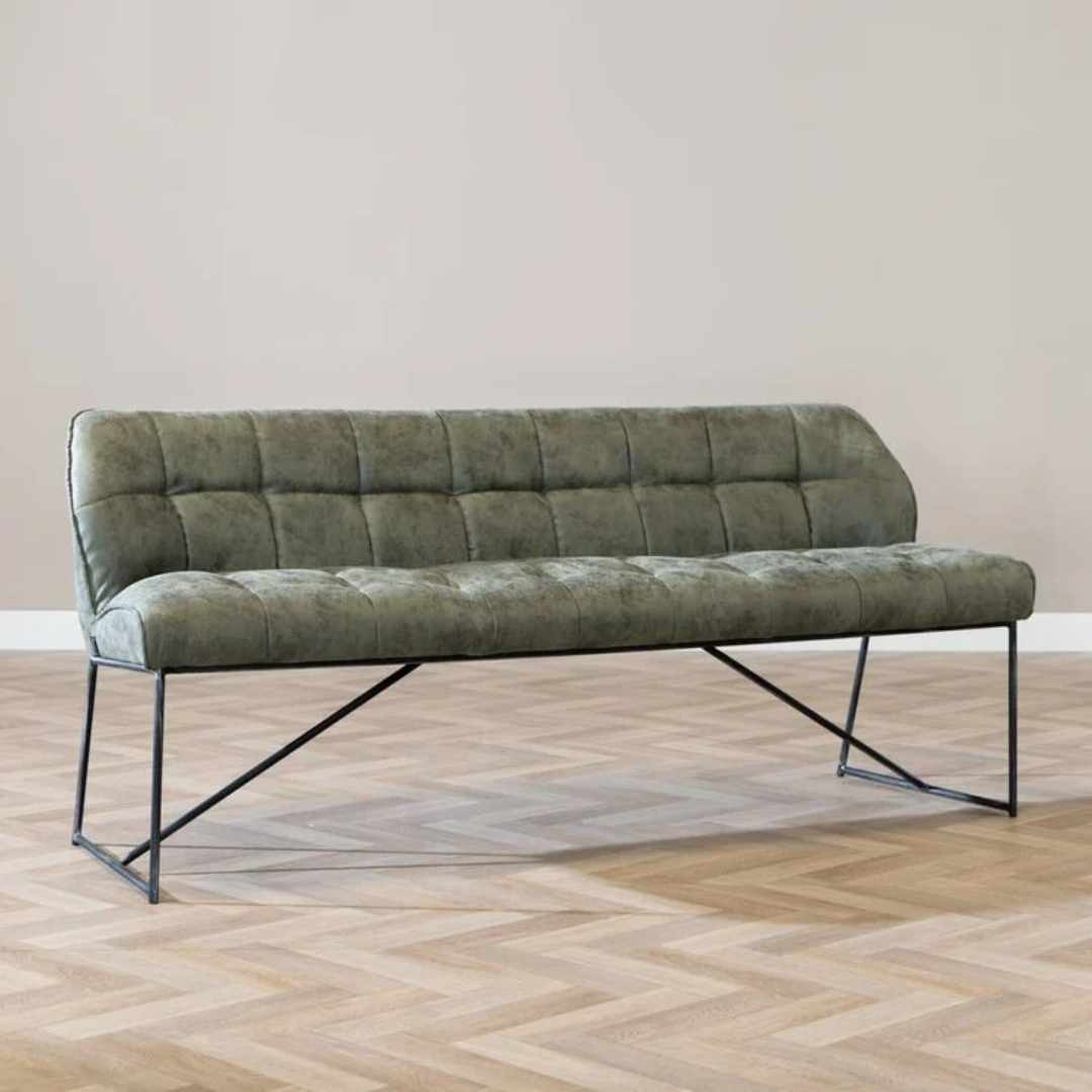 Banc de salle à manger Abel en microfibre vert olive 220 cm