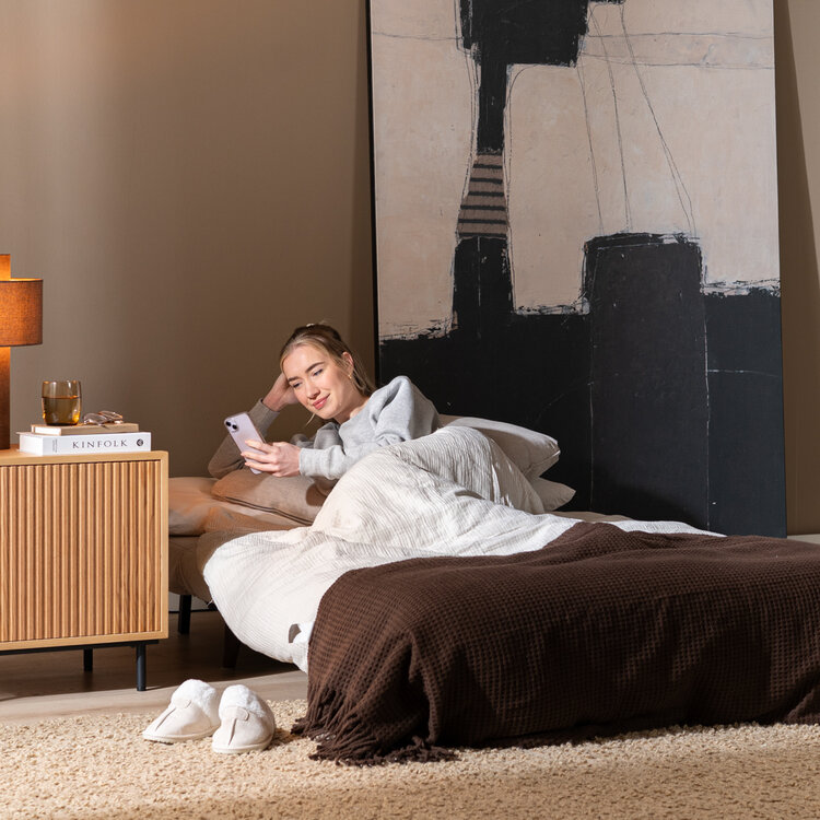 Canapé convertible lit 120 x 190 cm Kristian cognac éco-cuir