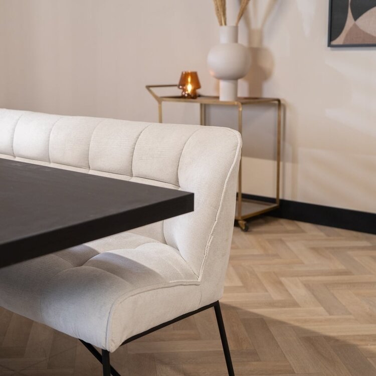 Banc de salle à manger scandinave Jelle blanc cassé 220 cm