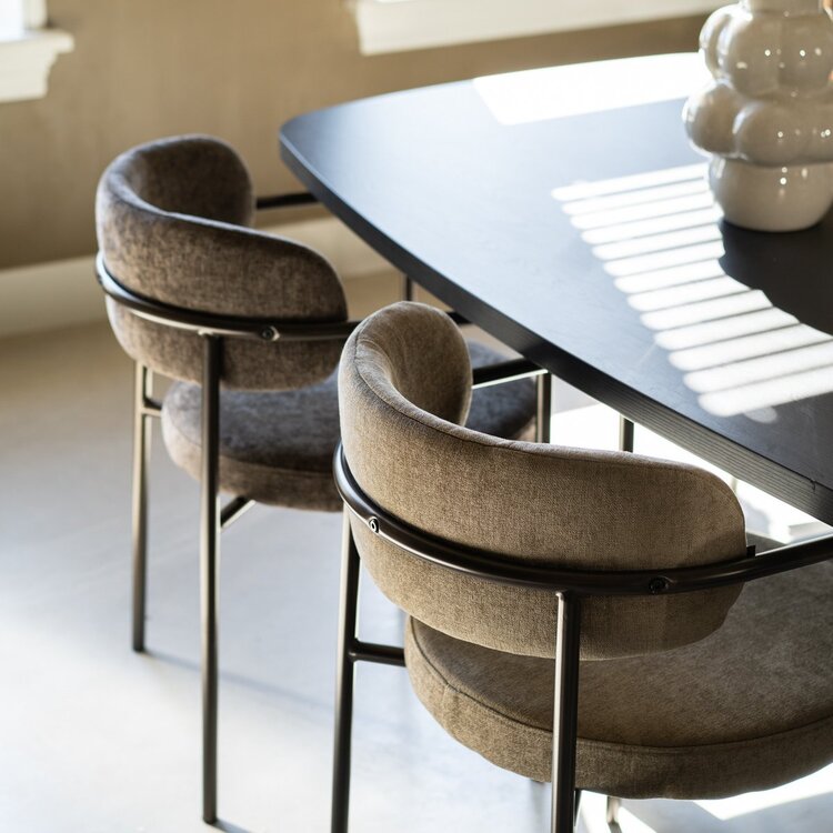 Chaise de salle à manger en velours Gio marron