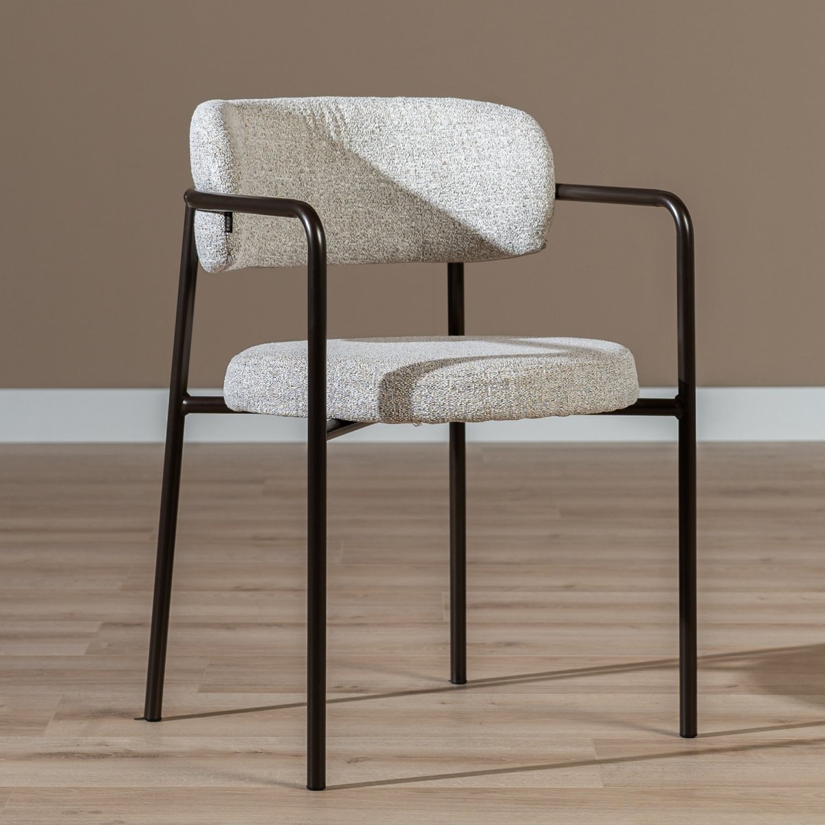 Chaise de salle à manger Gio tissu mélange blanc cassé/marron