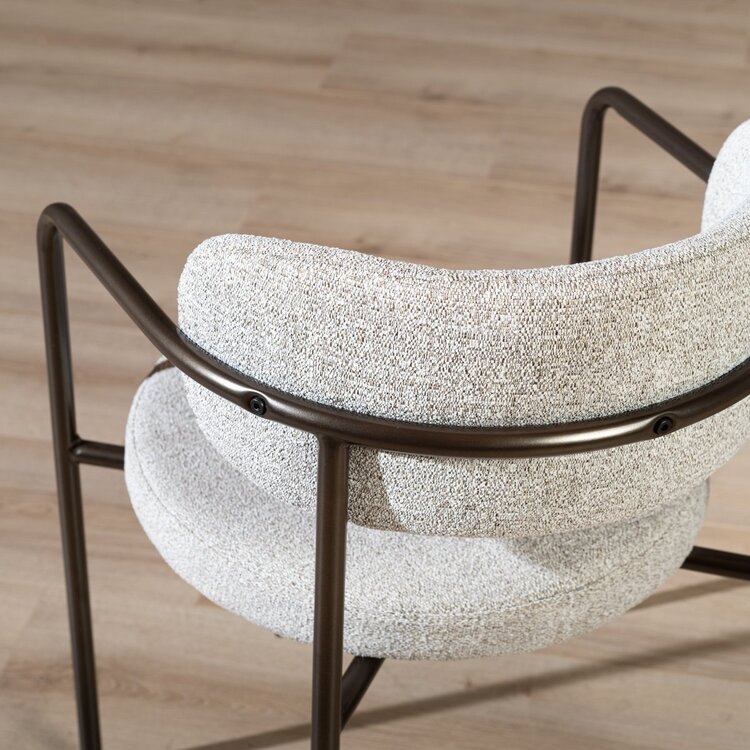 Chaise de salle à manger Gio tissu mélange blanc cassé/marron