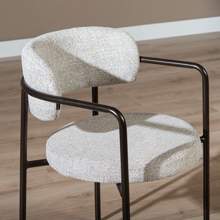 Chaise de salle à manger Gio tissu mélange blanc cassé/marron