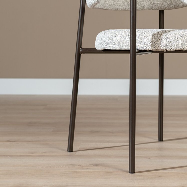 Chaise de salle à manger Gio tissu mélange blanc cassé/marron