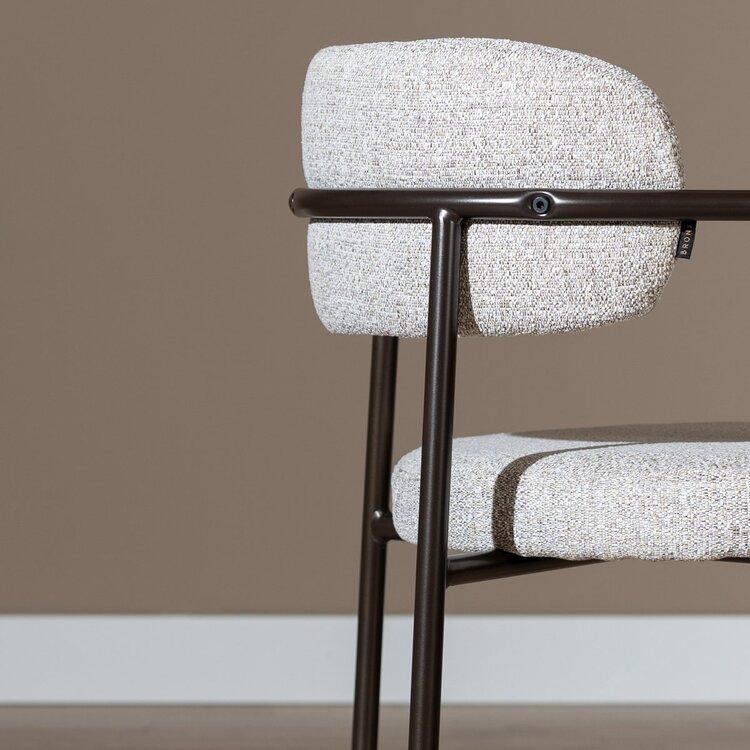 Chaise de salle à manger Gio tissu mélange blanc cassé/marron