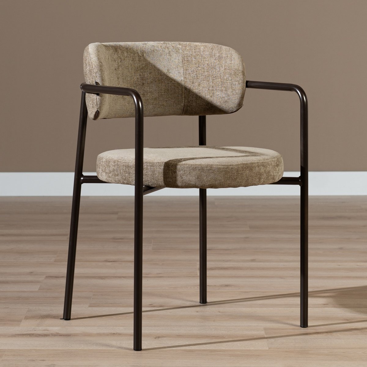 Chaise de salle à manger en velours Gio taupe