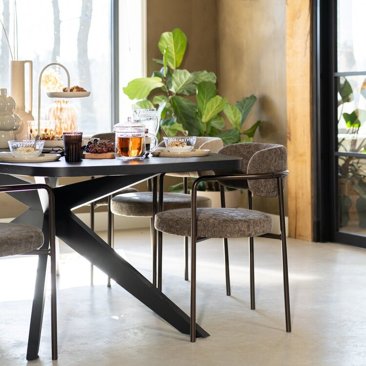 Chaise de salle à manger en velours Gio taupe