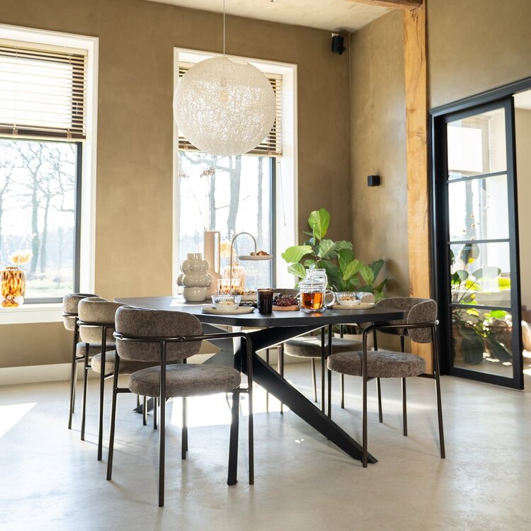 Chaise de salle à manger en velours Gio taupe