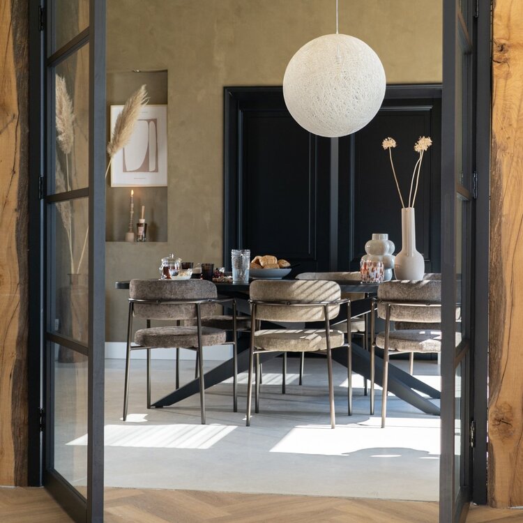 Chaise de salle à manger en velours Gio taupe