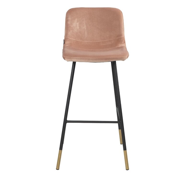 Tabouret de bar Mikky rose velours 65-78 cm
