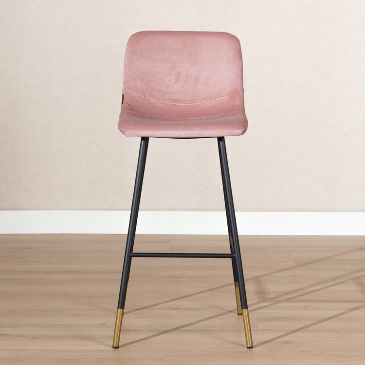 Tabouret de bar Mikky rose velours 65-78 cm