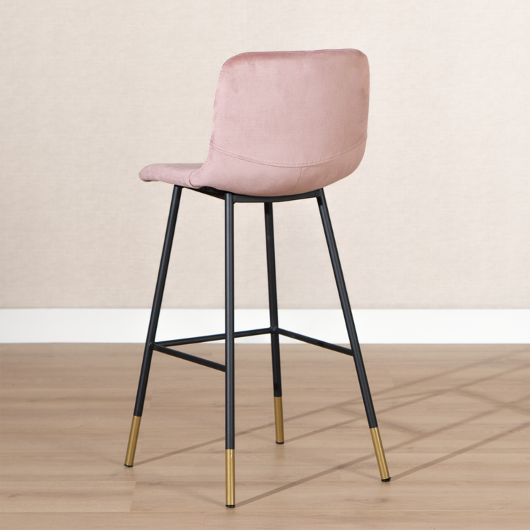 Tabouret de bar Mikky rose velours 65-78 cm