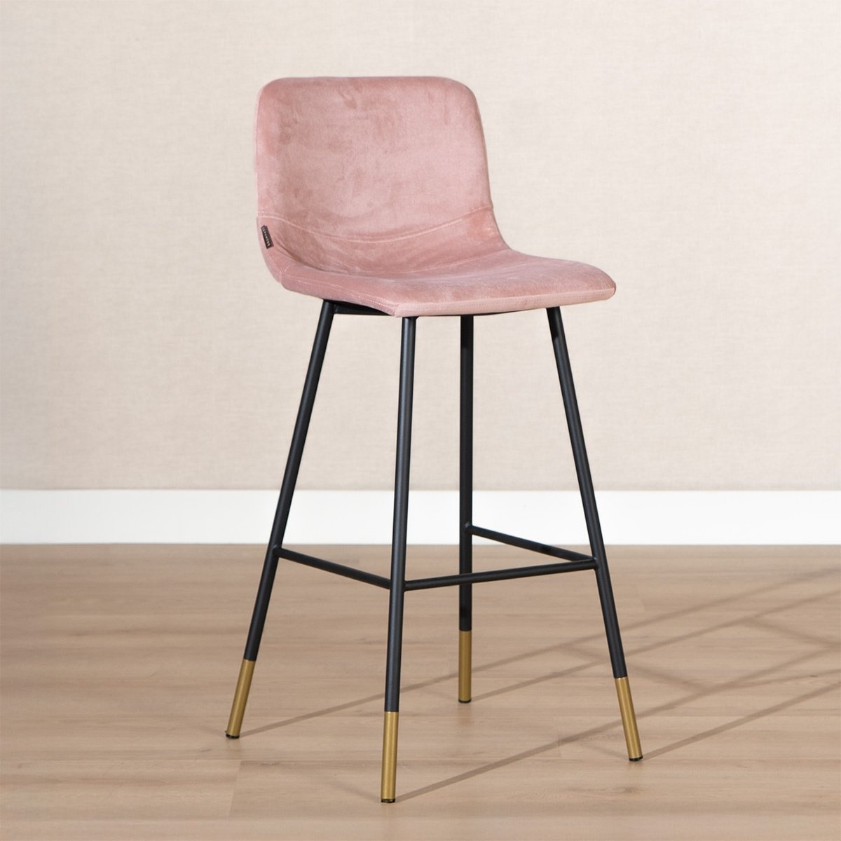 Tabouret de bar Mikky rose velours 65-78 cm