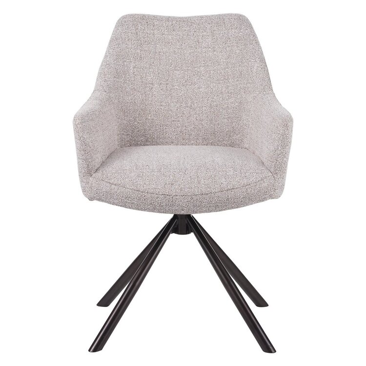 Chaise de salle à manger pivotante Kay, tissu mélangé blanc cassé/marron