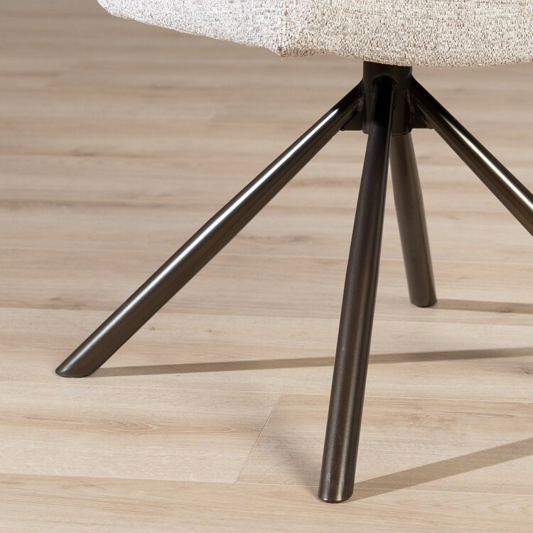 Chaise de salle à manger pivotante Kay, tissu mélangé blanc cassé/marron