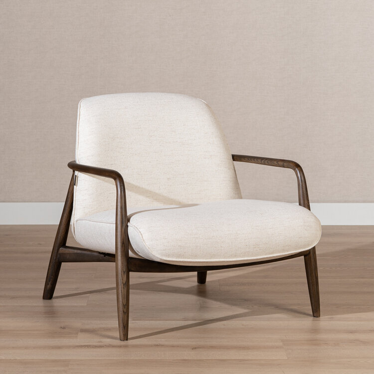 Fauteuil scandinave Vidar lin blanc cassé