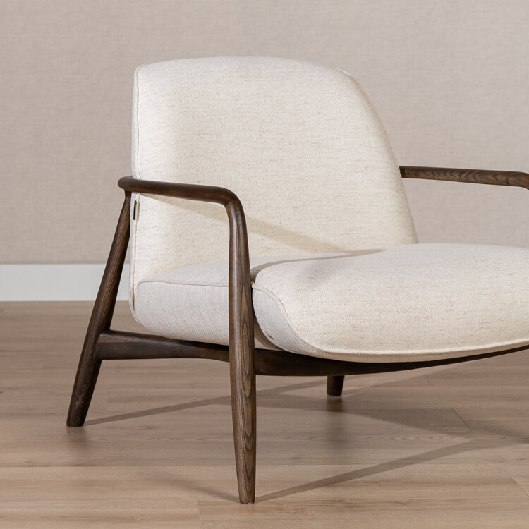 Fauteuil scandinave Vidar lin blanc cassé