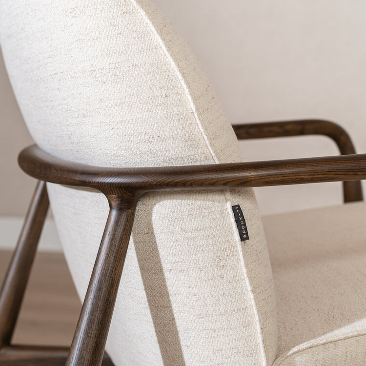 Fauteuil scandinave Vidar lin blanc cassé