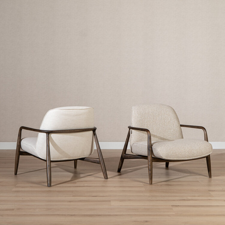Fauteuil scandinave Vidar lin blanc cassé