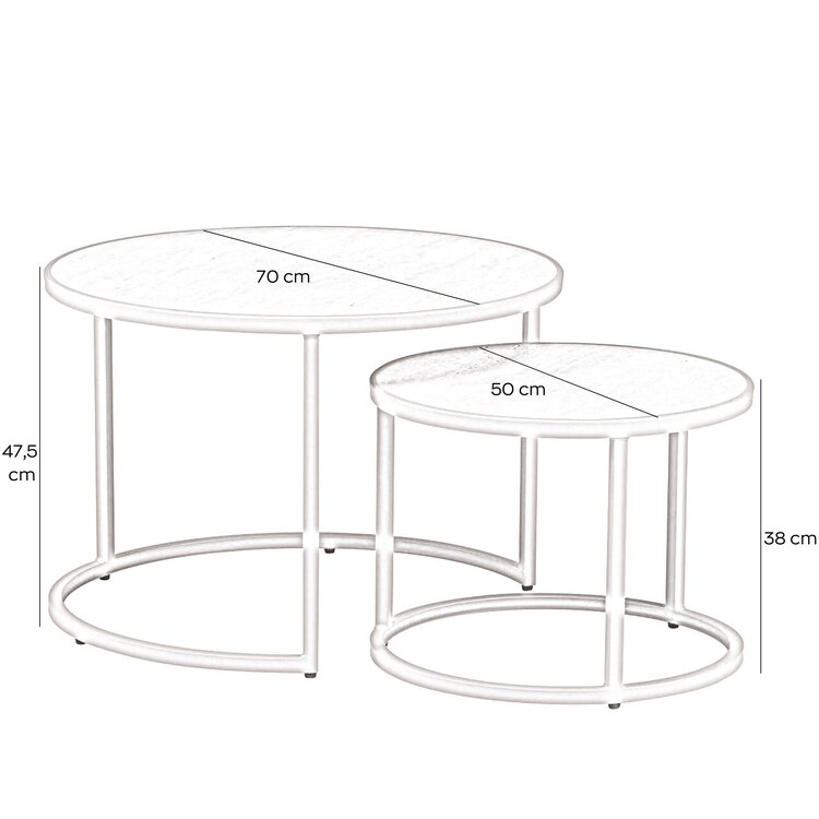 Set de tables basses Sef beige/travertin