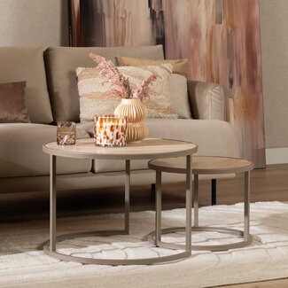 Set de tables basses Sef beige/travertin