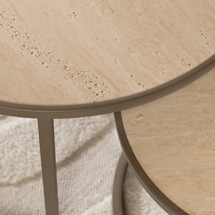 Set de tables basses Sef beige/travertin