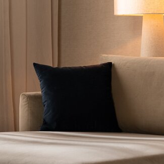 Coussin Anna velours bleu 45 x 45 cm