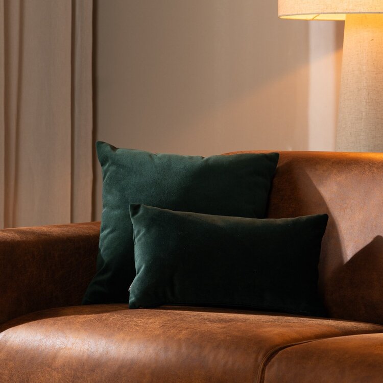 Coussin Anna velours vert 45 x 45 cm