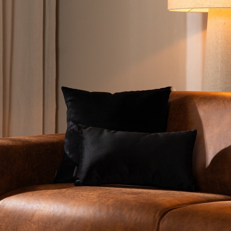 Coussin Anna velours noir 25 x 45 cm