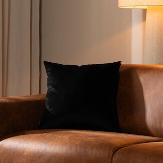 Coussin Anna velours noir 45 x 45 cm