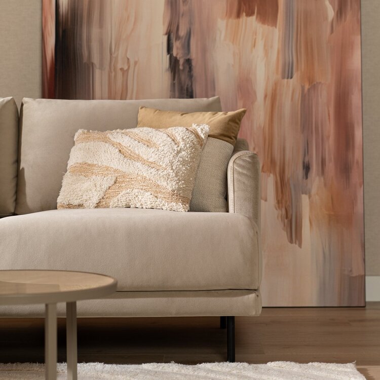 Canapé d'angle gauche en velours Denver beige