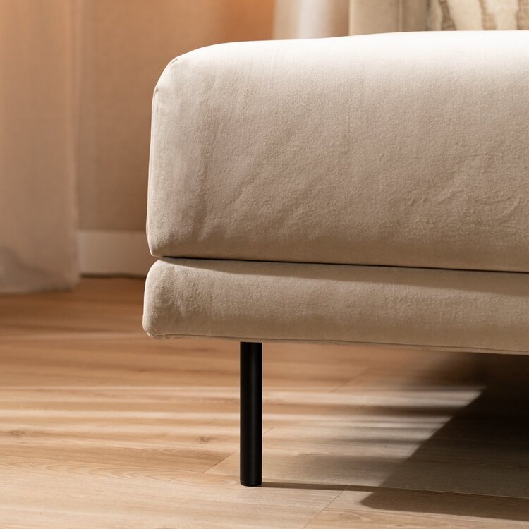 Canapé d'angle gauche en velours Denver beige