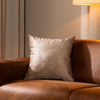 Coussin Beau velours taupe 45 x 45 cm