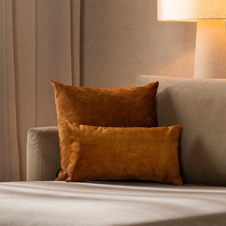 Coussin Beau velours jaune 45 x 45 cm