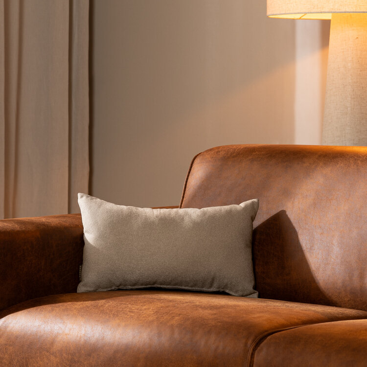 Coussin Hilda tissu taupe 25 x 45 cm